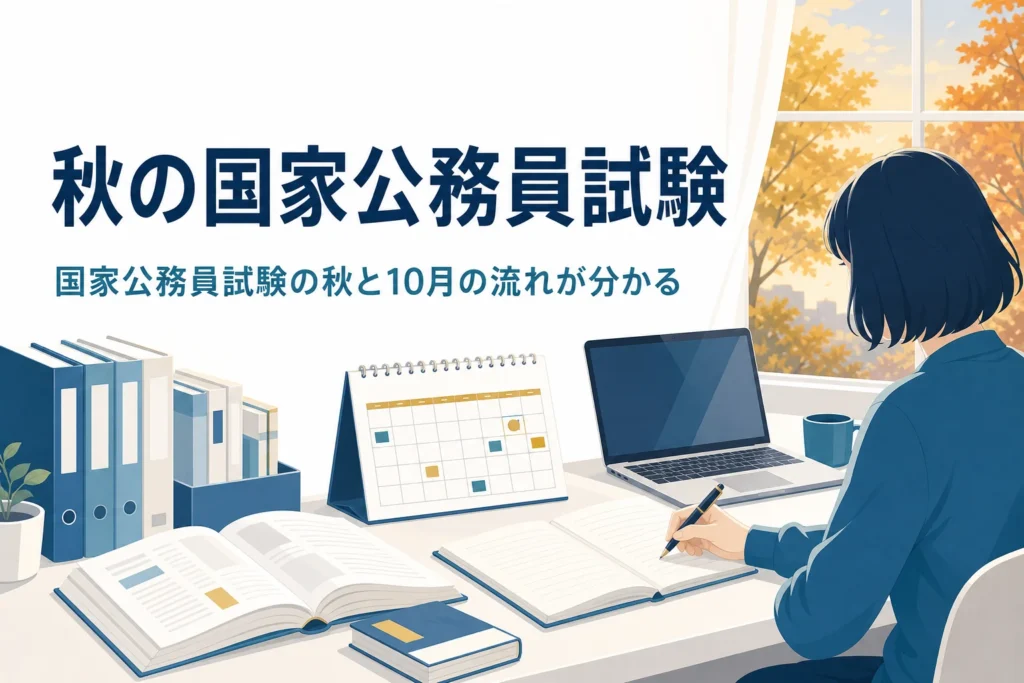 秋に実施される国家公務員試験と10月の流れを紹介する記事のアイキャッチ