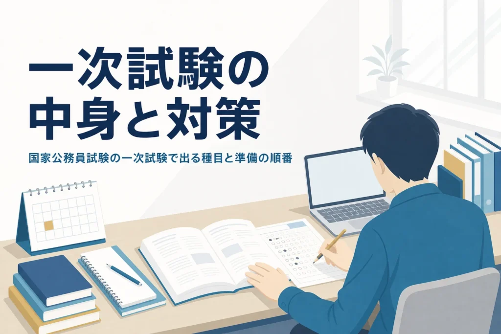 国家公務員試験の一次試験の中身と対策を解説する記事のアイキャッチ
