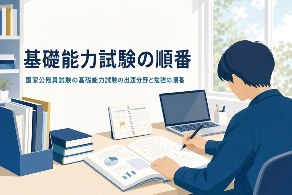 国家公務員試験の基礎能力試験の出題分野と勉強の順番を解説する記事のアイキャッチ