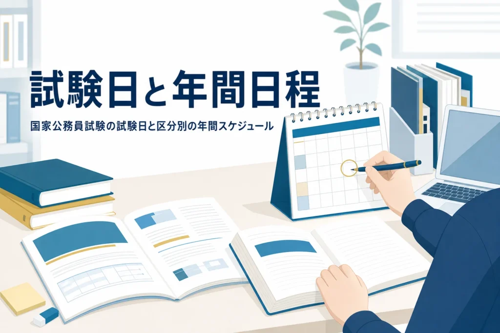 国家公務員試験の試験日と年間スケジュールを解説する記事のアイキャッチ