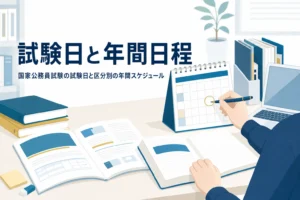 国家公務員試験の試験日と年間スケジュールを解説する記事のアイキャッチ